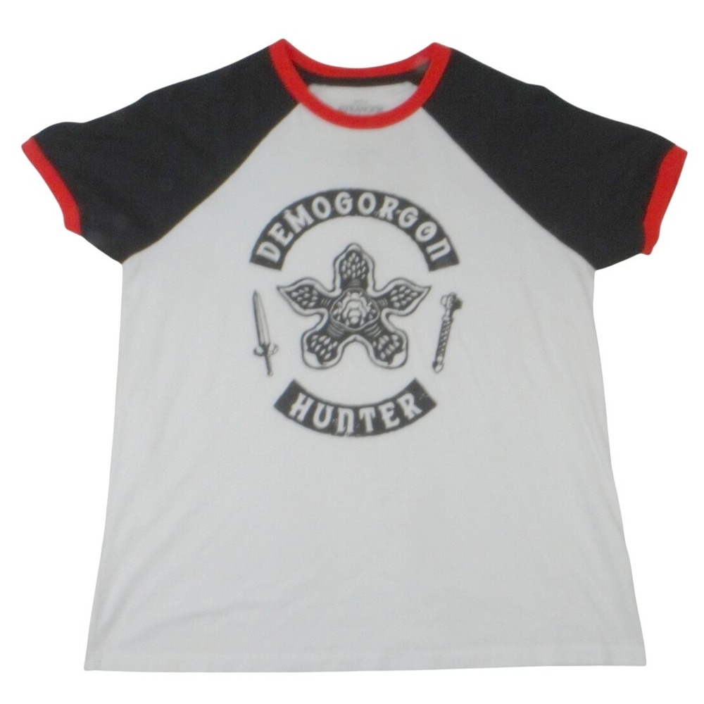 Netflix Stranger Things Raglan T-Shirt Small White Black Red